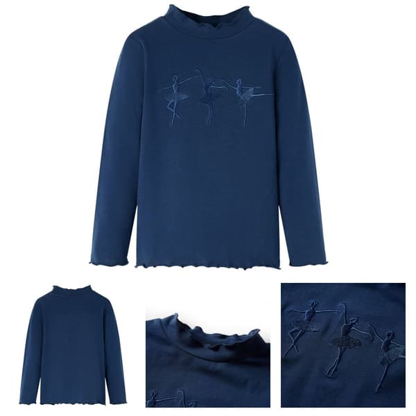 T-shirt med långa ärmar för barn marinblå 128 - Toppar för barn