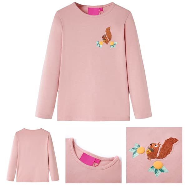 T-shirt med långa ärmar för barn ljusrosa 116 -  Toppar för barn