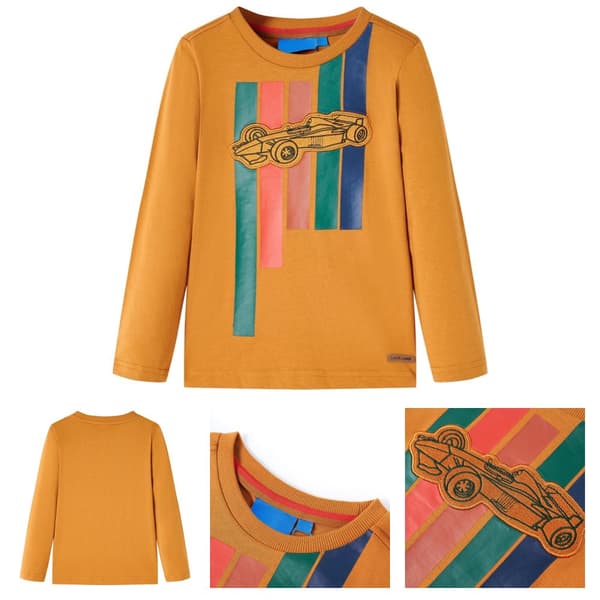 T-shirt med långa ärmar för barn mörk ockra 104 -  Toppar för barn
