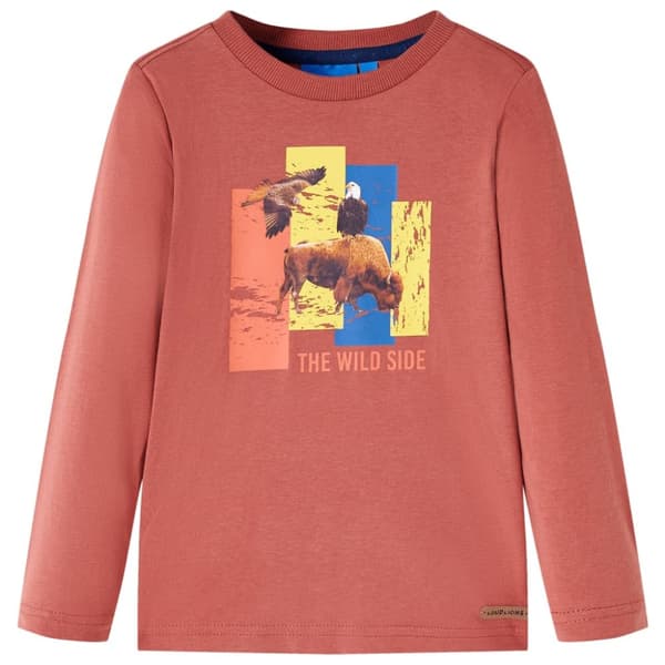 Langærmet T-shirt til børn str. 128 hennafarvet - Toppe til børn