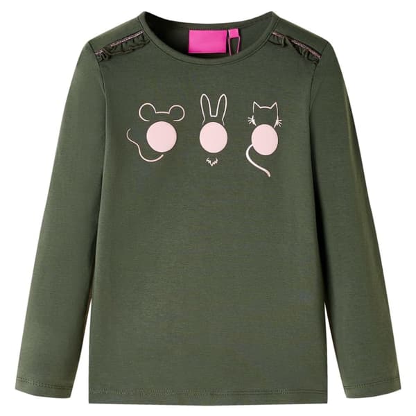 T-shirt med långa ärmar för barn khaki 116 - Toppar för barn