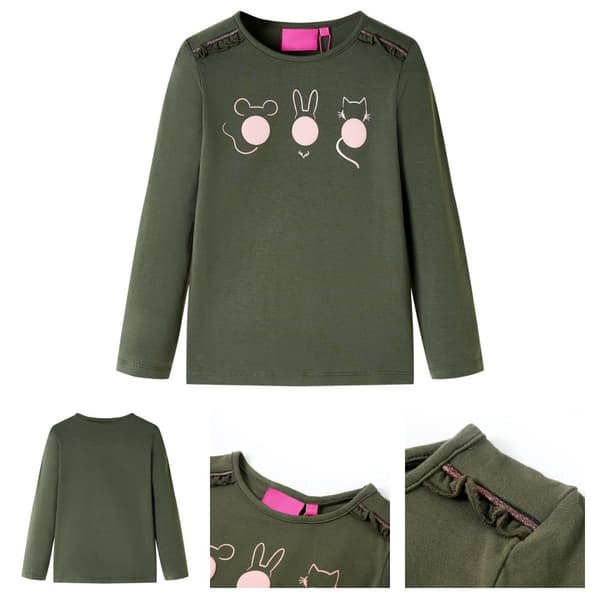 T-shirt med långa ärmar för barn khaki 116 - Toppar för barn