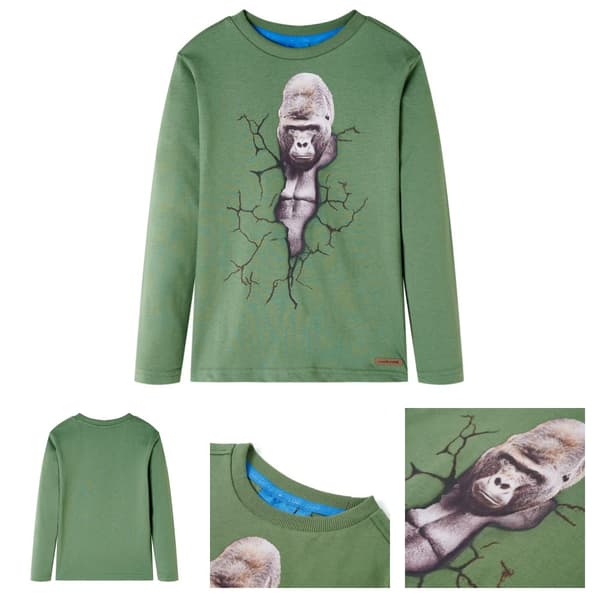 T-shirt med långa ärmar för barn ljus khaki 128 -  Toppar för barn