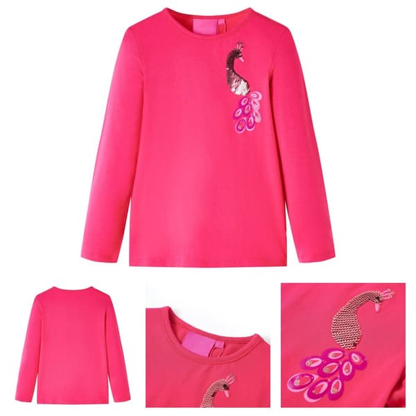 T-shirt med långa ärmar för barn stark rosa  116 -  Toppar för barn
