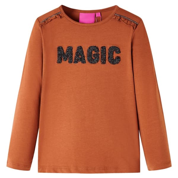 Langærmet T-shirt til børn str. 116 cognacfarvet - Toppe til børn