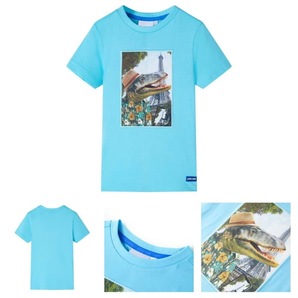 T-shirt til børn str. 104 akvamarinblå - Toppe til børn