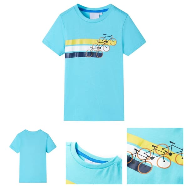 Kortærmet T-shirt til børn str. 116 akvamarinblå - Toppe til børn