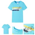 Miniatyrbillede 1 af 8: Kortærmet T-shirt til børn str. 116 akvamarinblå -  Toppe til børn