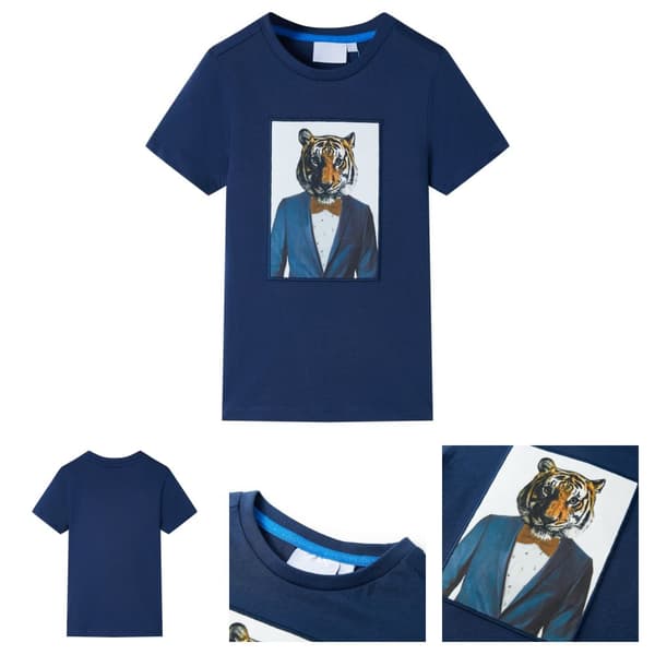 T-shirt med korta ärmar för barn mörkblå 128 -  Toppar för barn
