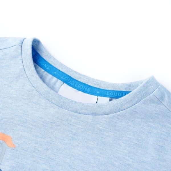 T-shirt för barn mjuk blå melerad 116 - Toppar för barn