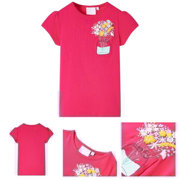 T-shirt för barn stark rosa 116 - Toppar för barn