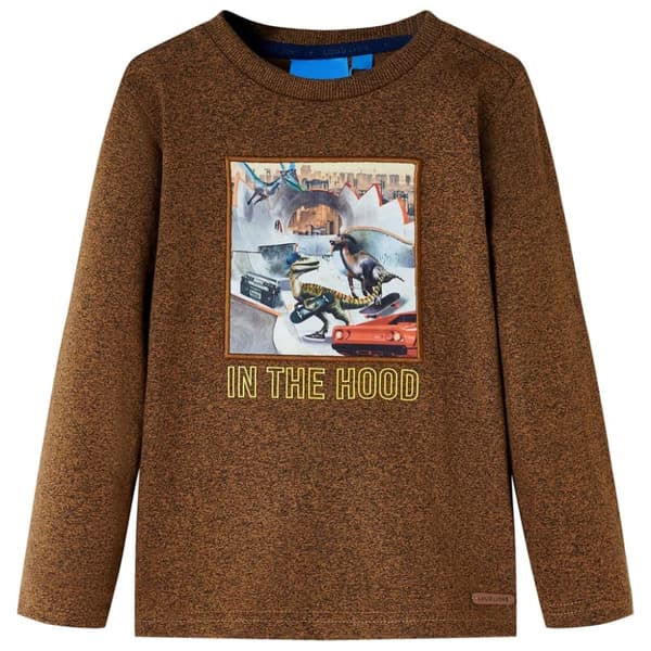T-shirt med långa ärmar för barn konjaksbrun 116 - Toppar för barn