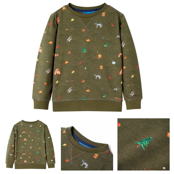 Sweatshirt til børn str. 128 kakifarvet - Toppe til børn