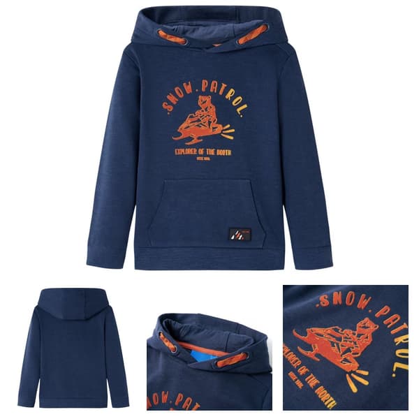 Barnhoodie blå melange och orange 104 -  Toppar för barn