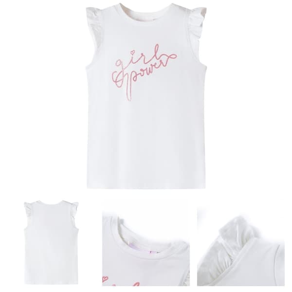T-shirt med volangärmar för barn ecru 128 - Toppar för barn