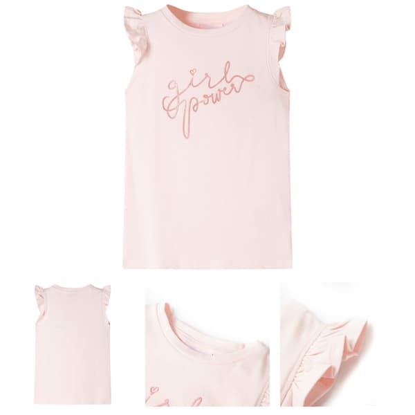 T-shirt med volangärmar för barn mjuk rosa 104 - Toppar för barn