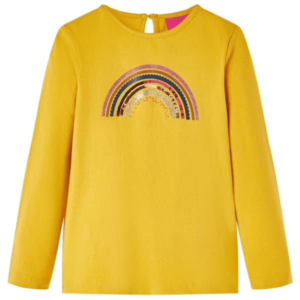 T-shirt med långa ärmar för barn ockra 128