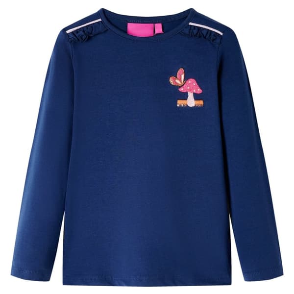 T-shirt med långa ärmar för barn marinblå 104