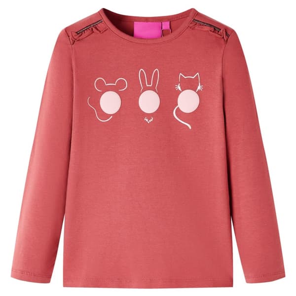 T-shirt med långa ärmar för barn ljus rosa 92