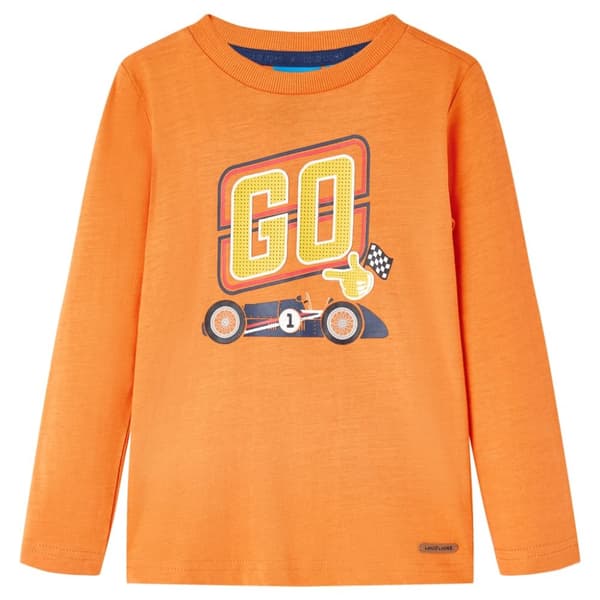 T-shirt med långa ärmar för barn mörkorange 92