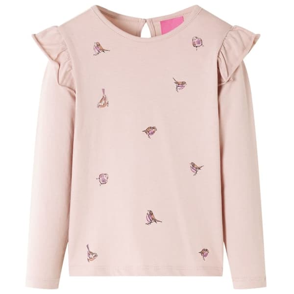 T-shirt med långa ärmar för barn rosa 128