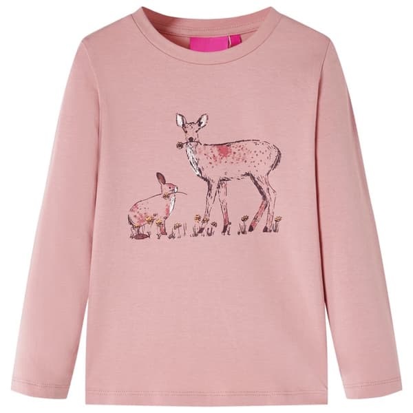 T-shirt med långa ärmar för barnrosa 116