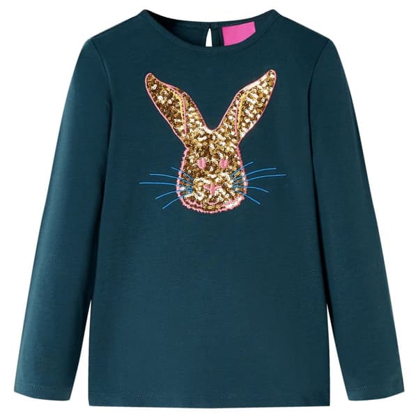 T-shirt med långa ärmar för barn mörkgrön 104