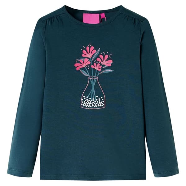 T-shirt med långa ärmar för barn mörkgrön 128
