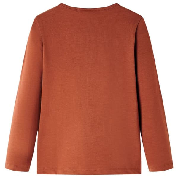 T-shirt med långa ärmar för barn konjaksbrun 116