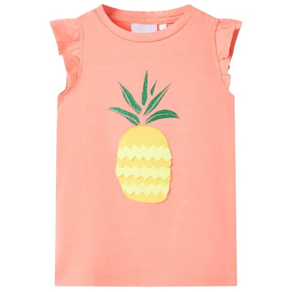 T-shirt för barn neonkorall 140