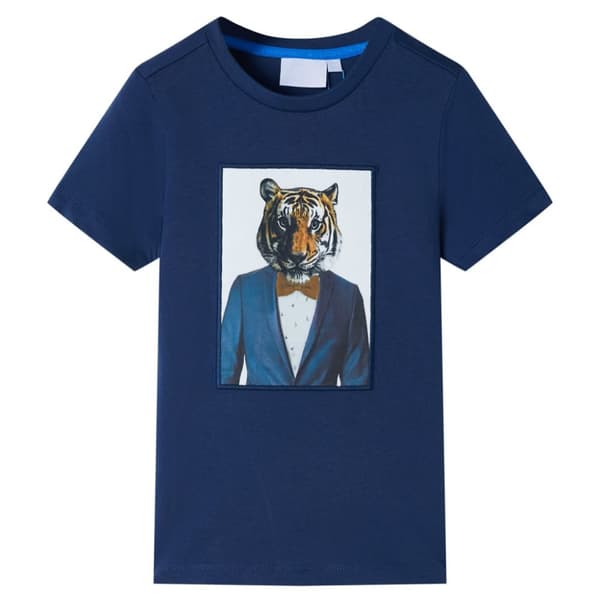 T-shirt med korta ärmar för barn mörkblå 92