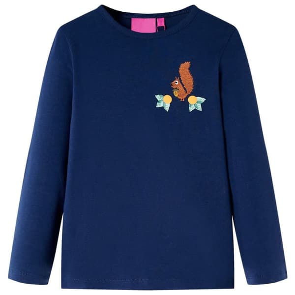 T-shirt med långa ärmar för barn marinblå 92