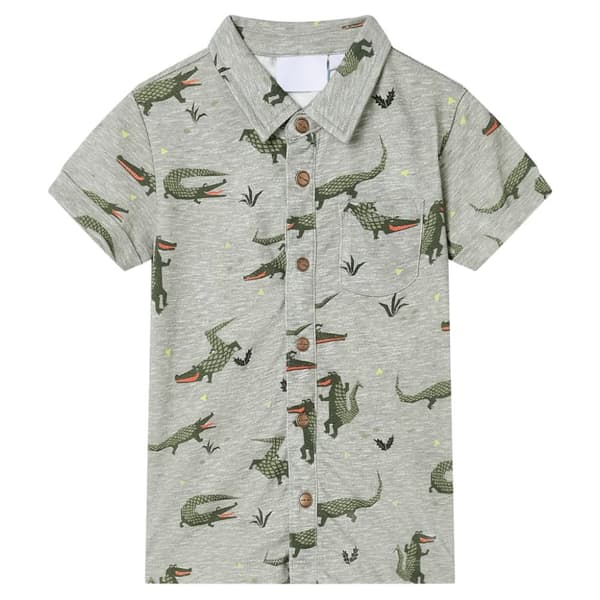 Barnskjorta ljus khaki melange 116
