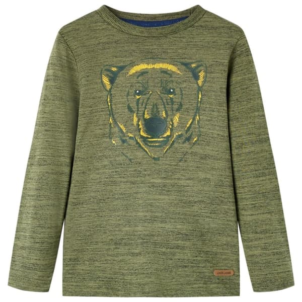 T-shirt med långa ärmar för barn khaki melange 116