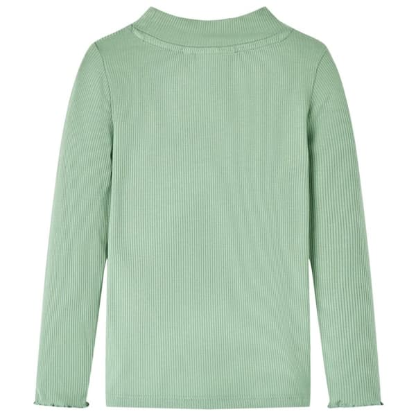 T-shirt med långa ärmar för barn polokrage mörk mintgrön 128