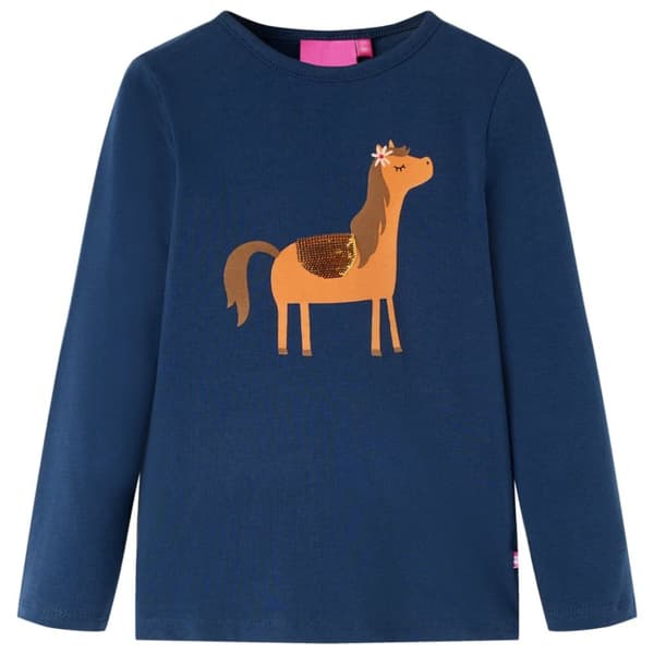 T-shirt med långa ärmar för barn marinblå 104