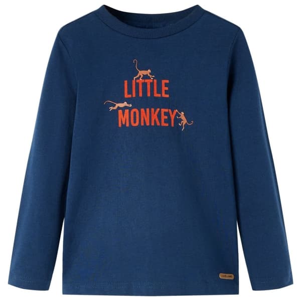 T-shirt med långa ärmar för barn marinblå 104