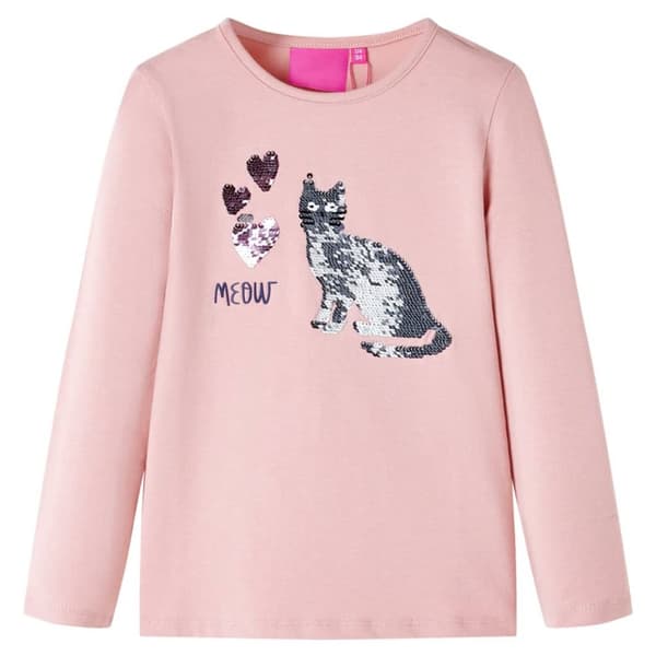 T-shirt med långa ärmar för barn ljusrosa 92