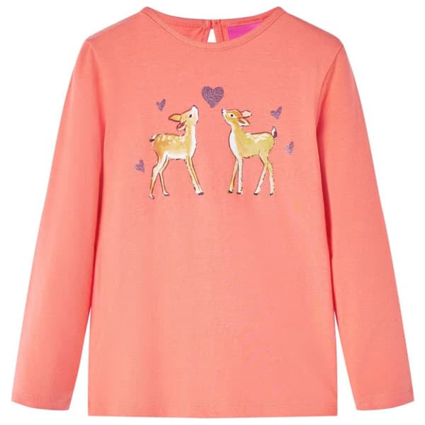 T-shirt med långa ärmar för barn korall 128