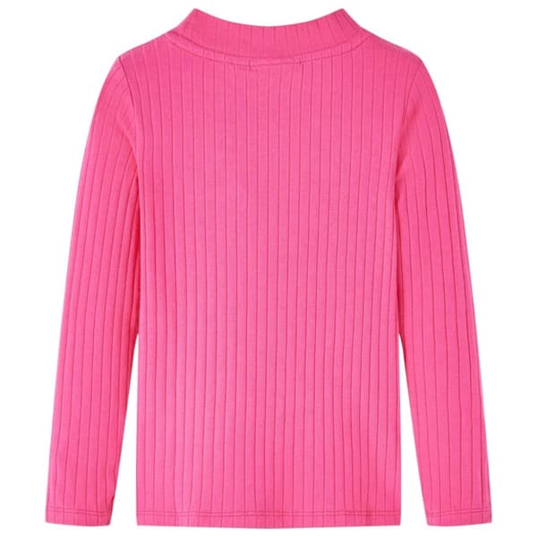 T-shirt med långa ärmar för barn ribbstickad stark rosa 104