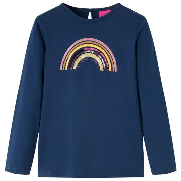 T-shirt med långa ärmar för barn marinblå 128