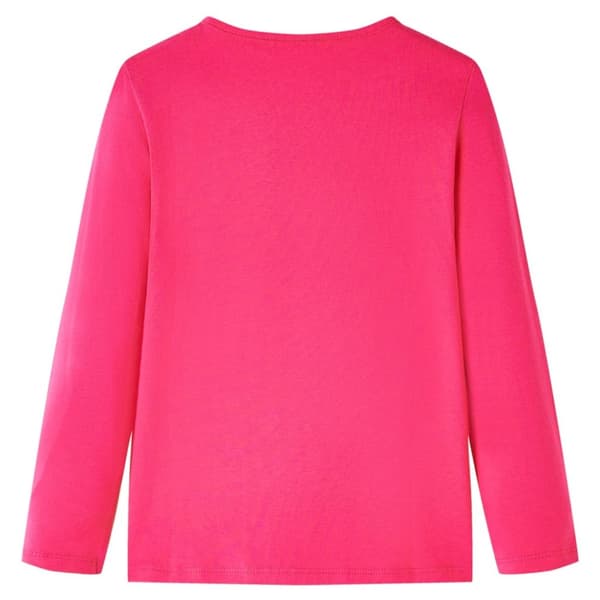 T-shirt med långa ärmar för barn stark rosa 140
