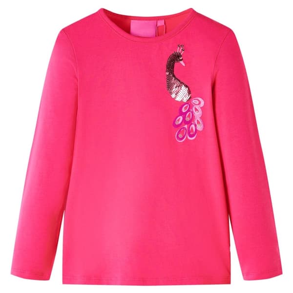 T-shirt med långa ärmar för barn stark rosa 140