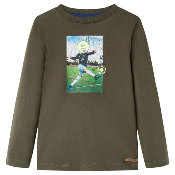 T-shirt med långa ärmar för barn khaki 128