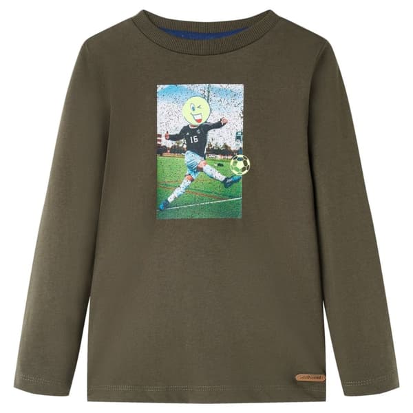 T-shirt med långa ärmar för barn khaki 104