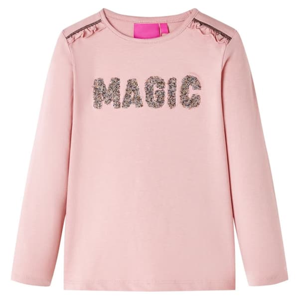 T-shirt med långa ärmar för barn stark rosa 104