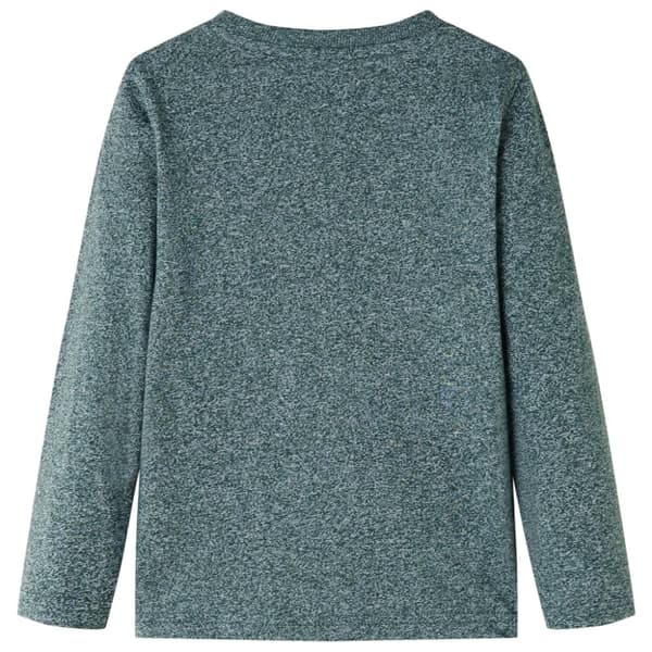 T-shirt med långa ärmar för barn mörkgrön melange 128