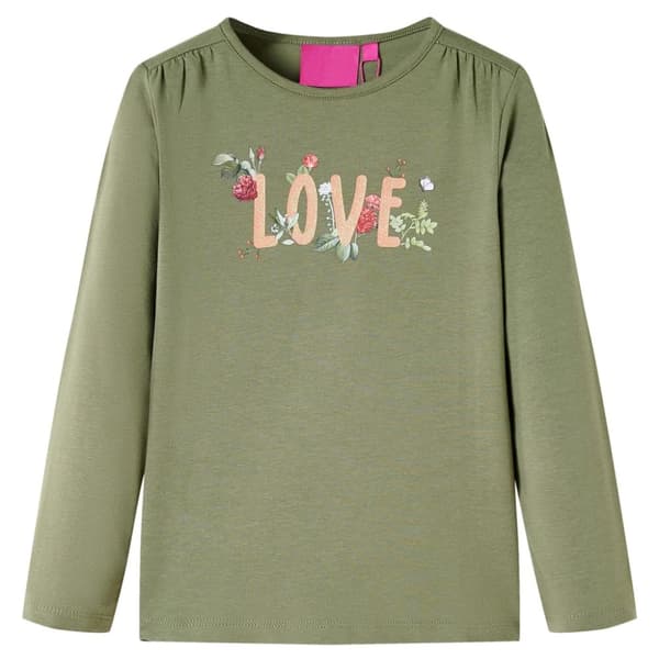 T-shirt med långa ärmar för barn khaki 104