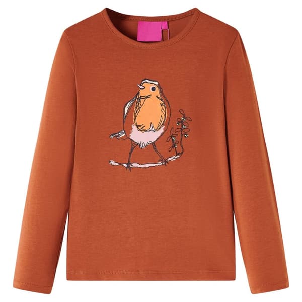 T-shirt med långa ärmar för barn konjaksbrun 104