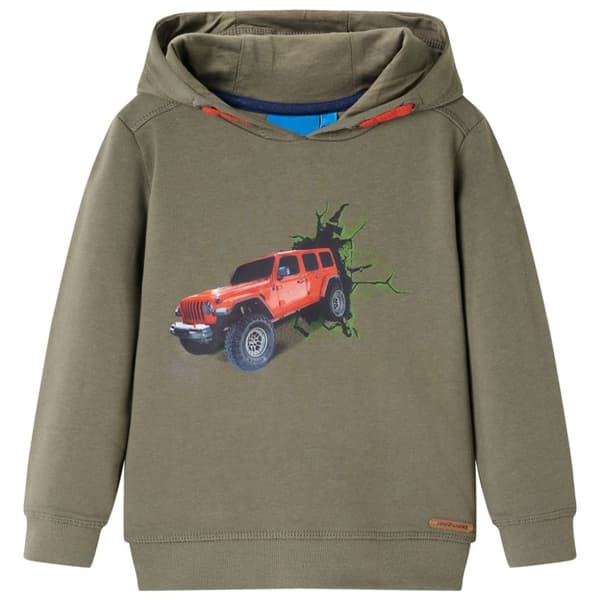 Tröja med huva för barn khaki 116